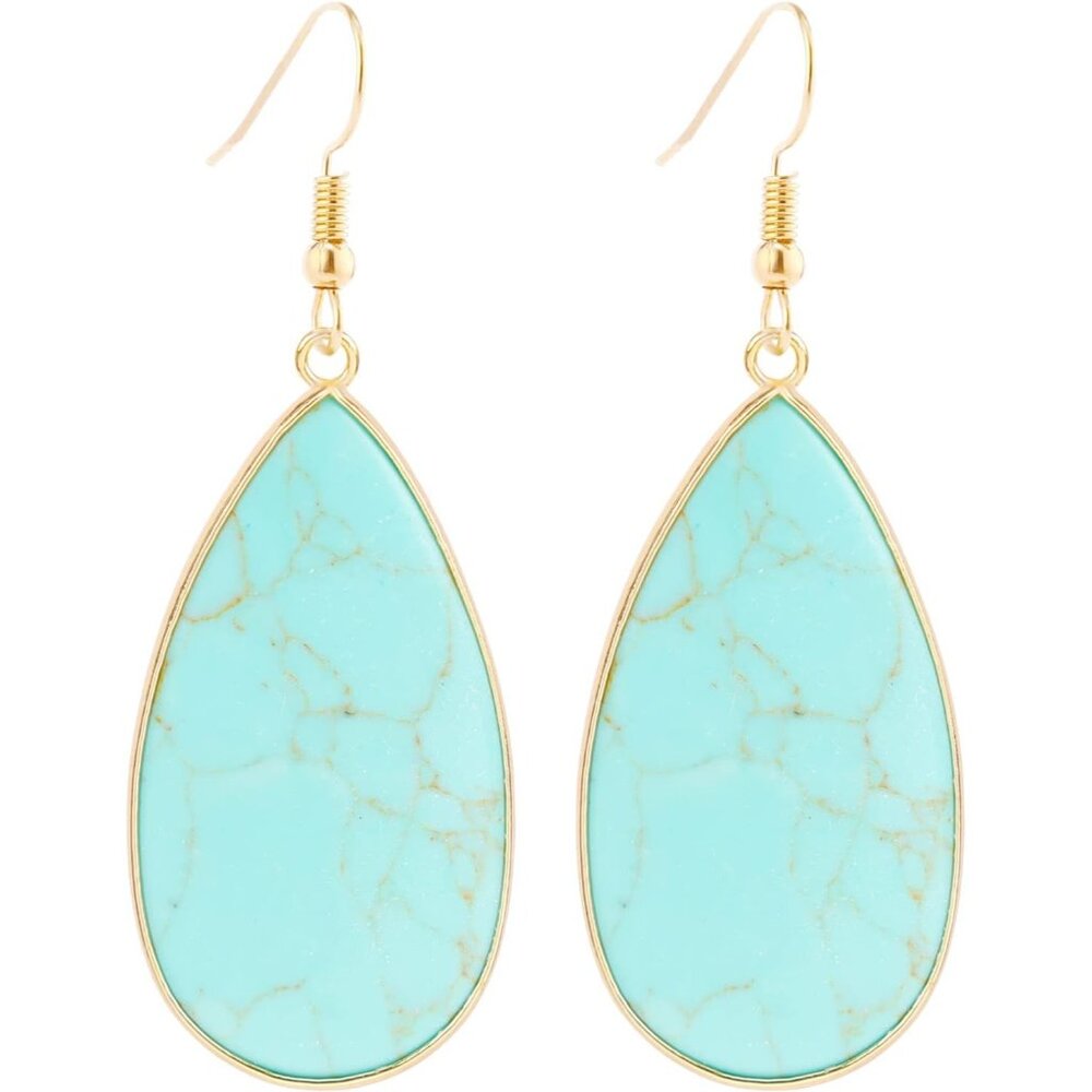 💫 Baublestar Teardrop Earrings Women Gold Natural Crystal Healing Stone Jewelry
